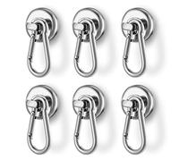 LDUDU Ganchos magnéticos imanes neodimio imán extra fuerte 25mm 22.6KG tira de un mosquetón giratorio gancho magnético para la cocina Baño Taquillas (paquete de 6)