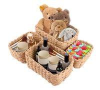 LDXDRU 4 cestas de almacenamiento pequeñas trenzadas decorativas, para cuarto de baño, cesta trenzada, cesta de almacenamiento pequeña trenzada, cestas de almacenamiento para baño de cuerda de papel