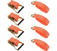 LDXDRU 4 piezas de correas tensoras con trinquete y gancho de 6M, correas de amarre de 4 cm de ancho, correas tensoras de carga pesada con capacidad de tracción de 2000 kg, correas de seguridad para