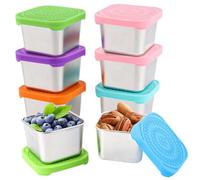 LDXDRU 8 unidades pequeñas latas con tapa, 180 ml, recipientes de acero inoxidable con tapa, mini latas de aperitivos, yogur para llevar, fiambrera pequeña, latas de metal con tapa, cuencos para