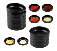 LDXDRU Juego de 16 cuencos para salsas, 9 x 2,5 cm, color negro, melamina, redondos, pequeños cuencos apilables para salsas, salsas, especias, aperitivos, nueces, barbacoa