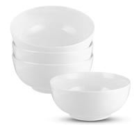 LDXDRU Juego de 4 ensaladeras, 1000 ml, cuenco de cerámica, cuencos de porcelana, cuencos de ensalada, juego de cerámica para ramen, frutas, postres, sopa, cereales, color blanco