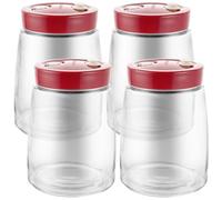 LDXDRU Juego de 4 tarros de fermentación de 1,4 litros con orificio de salida de aire de 1 vía, tarro de fermentación para kéfir, kimchi, chucrut, encurtidos, avena durante la noche