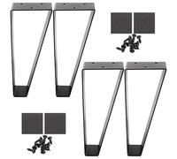 LDXDRU Paquete de 4 patas trapezoidales de metal para muebles de 20 cm, patas de mesa de café negras con almohadillas antideslizantes, patas de banco resistentes para muebles de bricolaje, sofás