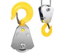 LDXDRU Polea de 2 toneladas con rodamientos de bolas y ganchos, poleas para cuerdas de 10 mm, cuerda de acero, para cabrestante forestal, accesorios forestales, polea de inversión, polea de arrastre