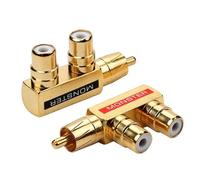 LDXMJZOT Adaptador convertidor de Audio y Video AV Monster Lotus de 3 vías, Chapado en Oro, 2/4/8/16 Piezas, RCA Macho a RCA Hembra, Tipo T, Chapado en Oro(Red and Black,2PCS)