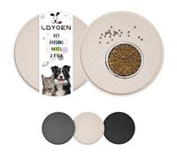 LDYOEN 2 Piezas Alfombras para Comederos Perros y Gatos, Alfombrilla para Comedero Impermeable, Borde Elevado para Evitar Que Se derrame Agua o Alimentos, Fácil de Limpiar, 30 x 30cm, Beige
