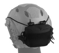 LDZDGD Bolsa Trasera Universal para Casco de Airsoft, Perfil Bajo, Montaje con Gancho y Bucle, Bolsillo de Doble Cremallera para Batería/Contrapeso, para Entrenamiento y Uso al Aire Libre(Black)