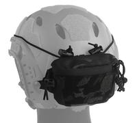 LDZDGD Bolsa Trasera Universal para Casco de Airsoft, Perfil Bajo, Montaje con Gancho y Bucle, Bolsillo de Doble Cremallera para Batería/Contrapeso, para Entrenamiento y Uso al Aire Libre(Black Camo)