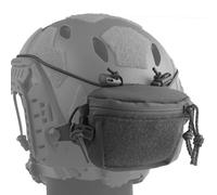 LDZDGD Bolsa Trasera Universal para Casco de Airsoft, Perfil Bajo, Montaje con Gancho y Bucle, Bolsillo de Doble Cremallera para Batería/Contrapeso, para Entrenamiento y Uso al Aire Libre(Gray)