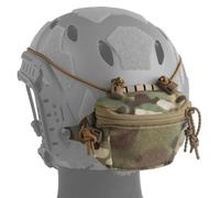 LDZDGD Bolsa Trasera Universal para Casco de Airsoft, Perfil Bajo, Montaje con Gancho y Bucle, Bolsillo de Doble Cremallera para Batería/Contrapeso, para Entrenamiento y Uso al Aire Libre(Camo)