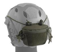 LDZDGD Bolsa Trasera Universal para Casco de Airsoft, Perfil Bajo, Montaje con Gancho y Bucle, Bolsillo de Doble Cremallera para Batería/Contrapeso, para Entrenamiento y Uso al Aire Libre(Green)