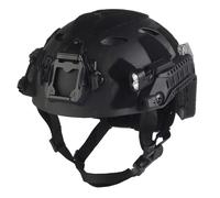 LDZDGD Casco High Cut de Entrenamiento para Airsoft con Rieles Tipo ARC Alimentados, Caja de Batería, Doble Luz de Señal Lateral, Módulos de Luz para Riel(BCP)