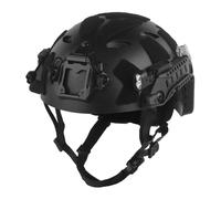 LDZDGD Casco High Cut de Entrenamiento para Airsoft con Rieles Tipo ARC Alimentados, Caja de Batería, Doble Luz de Señal Lateral, Módulos de Luz para Riel(Black)