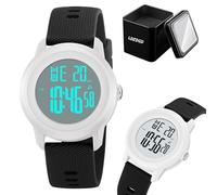 LDZDGD Reloj Deportivo Digital para Hombre Mujer Niño Reloj Impermeable con Cronómetro Alarma Luz de Fondo Correa de Silicona para Correr Senderismo Uso Diario(Black and White)