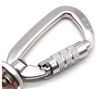 le-ben Mosquetón de seguridad de aluminio, carga de rotura de 400 kg, con tornillo de bloqueo y giro de 360 grados, 15 y 20 mm (20 mm, plateado)