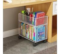 Le Boohelf - Carrito de 2 niveles de hierro rodante de alta capacidad versátil para biblioteca lateral de oficina con ruedas