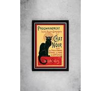 LE CHAT NOIR - Póster impreso con texto en inglés, tamaño A4, marco de 32 x 24 cm