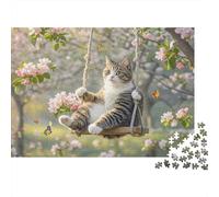 Le Chat Sur Swing Puzzle Pour Adultes 1000 Pièces : Pet Défiant, Jeux Éducatifs, Cadeau Exquis Et Décoration 52x38cm/1000pcs