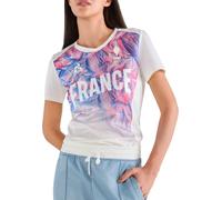 Le Coq Sportif - Camisetas mujer - Tee SS N°2 W Écru All Over Milan para Mujer - Talla L - Blanco Blanco L