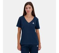 Le COQ Sportif ESS tee SS Cuello en V N°1 - Camiseta para Mujer, Manga Corta, Cuello en V, 100% algodón, 140 g, Corte clásico, con Logotipo Bordado, Talla S, Azul Marino