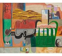 Le Corbusier Nature morte a la bouteille et au violon - Impresión sobre lienzo sobre marco de madera, imagen perfecta para decoración de pared