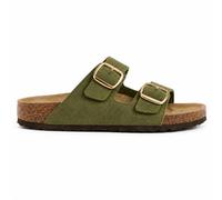 LE CÔTÉ CHIC | Sandalias Mujer Verano Planas | Talla 40 | Verde | Doble Hebilla Ajustable Dorada | Suela de Corcho Memory Foam | Piel Sintética Muy Cómodas