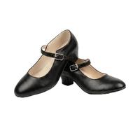 LE CÔTÉ CHIC | Zapatos Negros de Baile Flamenco para Niña de Iniciación | Talla 27 | Tacón Ancho de 3,5 cm | Cómodos para Clases de Sevillanas y Danza Española | Cierre de Hebilla
