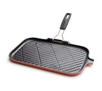 LE CREUSET 20049000600400 - Parrilla Rectangular con Mango abatible, 0,4 l, 4/6 Personas, 36 x 20 cm, Color Cereza