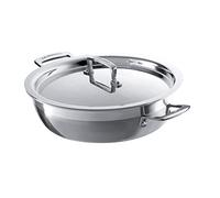 LE CREUSET 3-Ply Cacerola Baja sin Tapa, diámetro 24 cm, Acero Inoxidable, para Todo Tipo de Fuentes de Calor (Incluso inducción) y Horno, metálico, 96203924001000