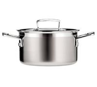 Le Creuset 3-Ply Olla baja con tapa, diámetro 20 cm, acero inoxidable, volumen 3, 0 L, para todo tipo de fuentes de calor (incluso inducción), metálico, 96200720001000