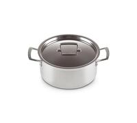 Le Creuset 3-Ply Olla baja con tapa, diámetro 24 cm, acero inoxidable, volumen 5, 3 L, para todo tipo de fuentes de calor (incluso inducción), metálico, 96200724001000
