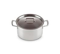 Le Creuset 3-Ply Olla con tapa, diametro 24 cm, Acero inoxidable, Volumen 6 L, Metálico, 96200624001000