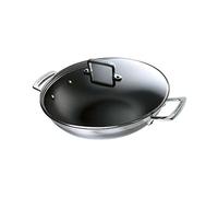 Le Creuset 3-Ply Wok antiadherente con tapa de vidrio, diámetro 30 cm, acero inoxidable, volumen 4, 3 L, para todo tipo de fuentes de calor (incluso inducción), metálico, 96201130001000