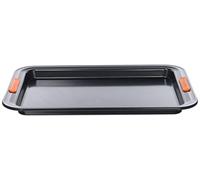 Le Creuset Bandeja antiadherente rectangular, 33 cm, resistente a ácidos, revestimiento de acero al carbono, Gris y Naranja, 94102201000000, 94102201000000