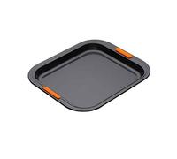Le Creuset Bandeja antiadherente rectangular honda, 31 x 28 cm, resistente a ácidos, revestimiento de acero al carbono, Gris/Naranja, 94100437000000, 94100437000000