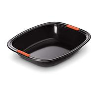 Le Creuset Bandeja asadora antiadherente alta, 33 x 29 cm, resistente a ácidos, revestimiento de acero al carbono, Gris/Naranja, 94100539000000