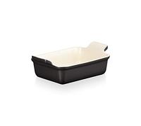 Le Creuset Bandeja rectangular Heritage de cerámica de gres, 19 cm, 1.1 L, Negro Mate, 71102190000001