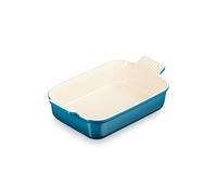 Le Creuset Bandeja rectangular Heritage de cerámica de gres, 26 cm, 2.4 L, Deep Teal, 71102266420001