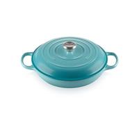 Le Creuset Colección Signature Cacerola Baja, Hierro Fundido, Azul Caribe, 30 cm