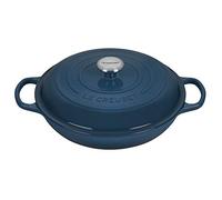 Le Creuset Evolution Cacerola baja de hierro fundido, Redonda, Pomo de acero inoxidable, Ø 30 cm, Azul Deep Teal,21180306422430