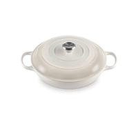 Le Creuset Evolution Cacerola baja de hierro fundido, Redonda, Pomo de acero inoxidable, Ø 30 cm, Beige Merengue,21180307164430