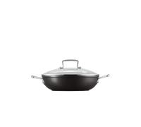 Cazuela Baja de Aluminio con Tapa de Cristal 36L 30cm (Negra) - LE CREUSET