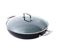 Le Creuset Cacerola de aluminio antiadherente con tapa, diámetro 26 cm, para todas las fuentes de calor, incluso la inducción, Antracita/Plateado, 51107260010502