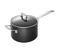 LE CREUSET Cazo de aluminio antiadherente, diámetro 20 cm, para todas las fuentes de calor, incluso la inducción, Antracita/Plateado, 51108200010302