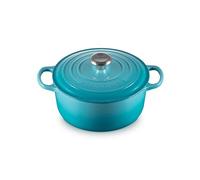 Le Creuset Cocotte Evolution de hierro fundido con tapa, Ø 24 cm, Redonda, Todas las fuentes de calor incl. inducción, 4.2 l, Azul Caribe