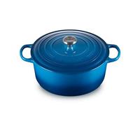 LE CREUSET Cocotte Evolution de Hierro Fundido con Tapa, Ø 30 cm, Redonda, Todas Las Fuentes de Calor Incl. inducción, 8.4 l, Azul Marseille