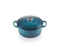 Le Creuset Evolution Cocotte de hierro fundido con tapa, Redonda, Pomo de acero inoxidable, ⌀ 20 cm, 2,4 L, Azul Deep Teal,21177206422430
