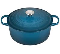 Le Creuset Evolution Cocotte de hierro fundido con tapa, Redonda, Pomo de acero inoxidable, ⌀ 28 cm, 6,7 L, Azul Deep Teal,21177286422430