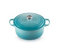 Le Creuset Cocotte Evolution de hierro fundido con tapa, Ø 28 cm, Redonda, Todas las fuentes de calor incl. inducción, 6.7 l, Azul Caribe